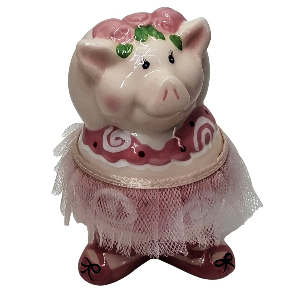 Vintage Ballerina Tutu Pig Pepper Shaker Pink Ceramic 4 Inch Tall Replacement